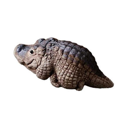 1x Alligator-Krokodil aus Ton, Mini-Teehaustier-Figur, Dekoration, Miniatur-Figur
