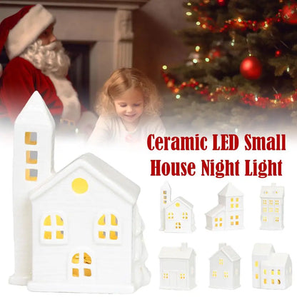 Ceramic Christmas Village Set Of 5 Lighted Ceramic Houses Xmas Holiday Decor For Home Table Durable