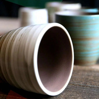 Hand-Painted Crackle Glaze Stoneware Mug for Coffee & Tea - Retro Chinese Gongfu & Japanese-Inspired Home Brewing Ceramic Cup