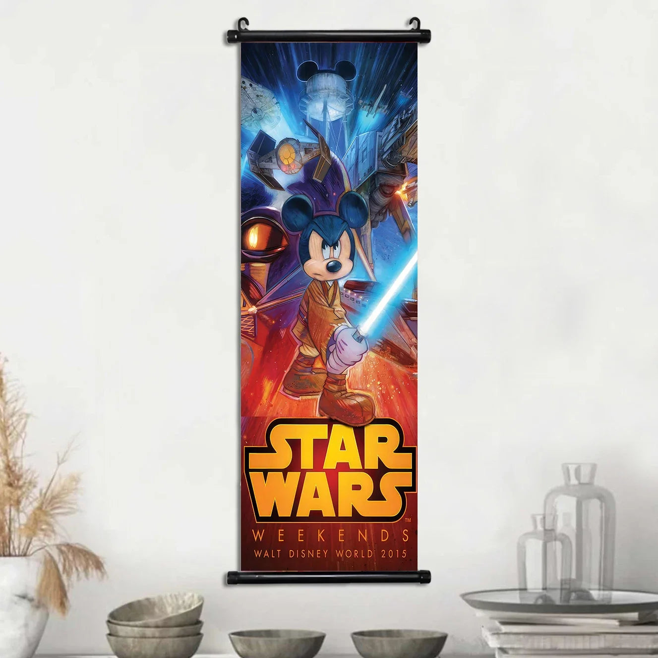 Disney Mickey Mouse Wallpaper Wall Artwork Canvas Hanging Scroll Poster Painting Print Home Decoration Art Child Birthday Gift