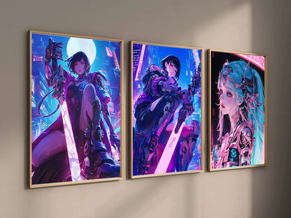 Cyberpunk Self-adhesive Poster Anime Movie Wallpaper Figures Wall Art Bedroom HD Decor Gift Home Decoration Painting Pictures