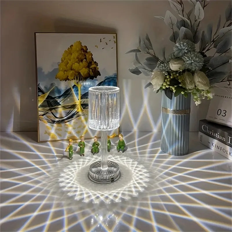 Lampe de Table en cristal avec télécommande tactile, lampe de nuit en acrylique, Rechargeable, lampe de chevet LED, veilleuse pour chambre à coucher, décoration de la maison