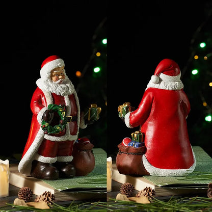 NORTHEUINS Resin Santa Claus Statues Hand-Painted Noel Decorative Christmas Dolls Miniature Figurines for New Year Season Gifts