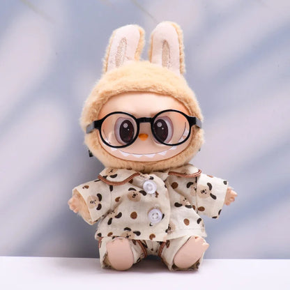 Clothing For Labubu 17cm The Monsters Doll's Clothes Outfit Accessories DIY Kid Gift Cute Dog Pajamas V1 V2 Wear Slipper Glasses