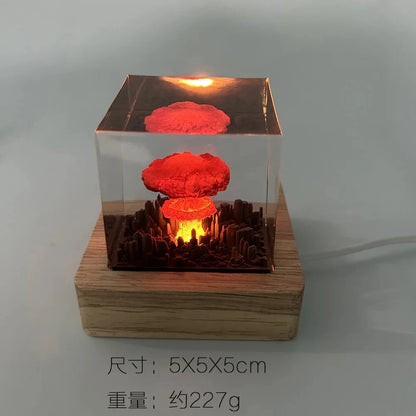 Lampe 3D sans flamme, bombe à Explosion nucléaire, nuage de champignons, lampe sans flamme pour décoration de salon de cour, veilleuse Rechargeable
