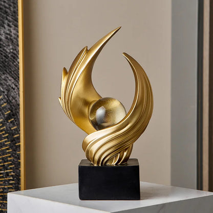 Modern Gold Statue Living Room Decor, Resin Shelf Decor Accents, Abstract Art Sculptures Decorations for Bookshelf Dining Room