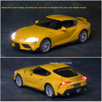 1:32 GR Supra Alphard Miniature Supercar Toy Models Alloy Diecast Sports Cars Pull Back Doors Opened Sound Light Collection Toys