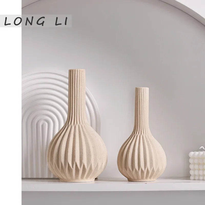 White Ceramic Vases ins Simple Dried Flower ornaments living Room art Home Decor Room decor Modern decorative vases