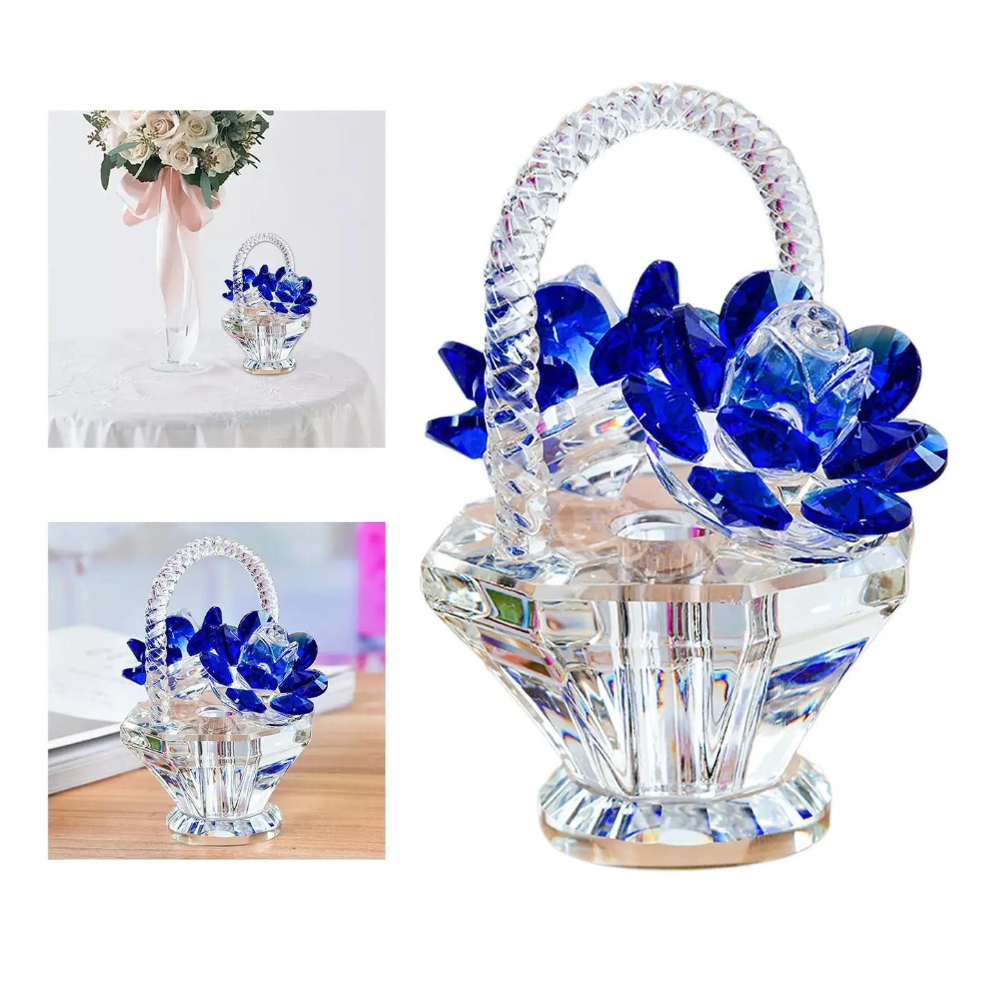 Crystal Flower Basket Decoration Living Room Wine Cabinet Wedding Small Gift Teacher Mother'S Day Gift Dressing Table Car Decor