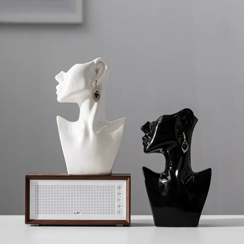 Vase en céramique avec tête latérale abstraite, Art moderne, fleurs séchées, décoration de Table, salon, bureau, décoration de maison