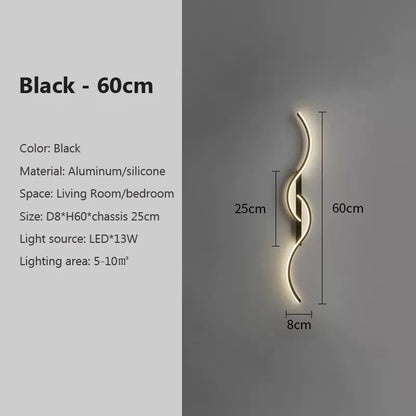 Modern LED Wall Sconce Strip Aluminum Wall Lamp 60/80/100CM For Bedroom Bedside Living Room Background Decor Lighting Fixtures