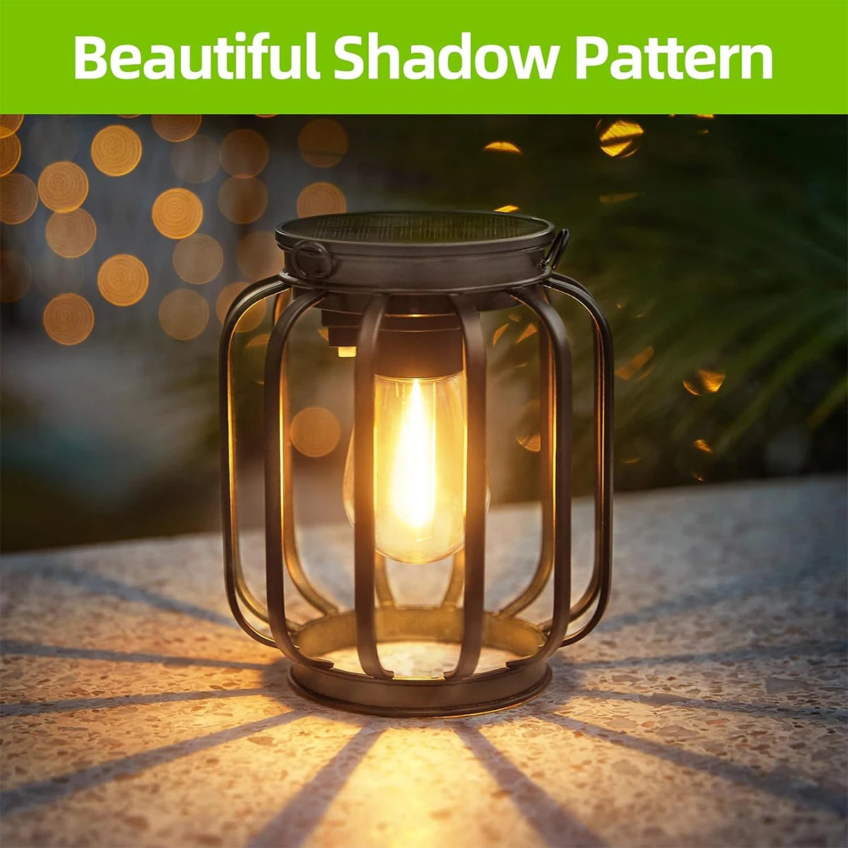 Solar Lantern Led Light Warm White Lamp Outdoor Sensor Garden Lights Waterproof Patio Yard Decoraiton Hanging For/outdoor Hollow