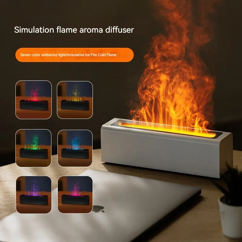 Colorful Simulation Flame Diffuser USB Plug-in Fragrance Office Home Flame Humidification Diffuser Diffuser