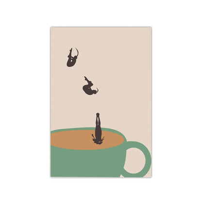 Retro Coffee Diving Poster Canvas Painting Good Morning Coffee Lover Print Wall Art for Living Room Home Kitchen Decor Frameless