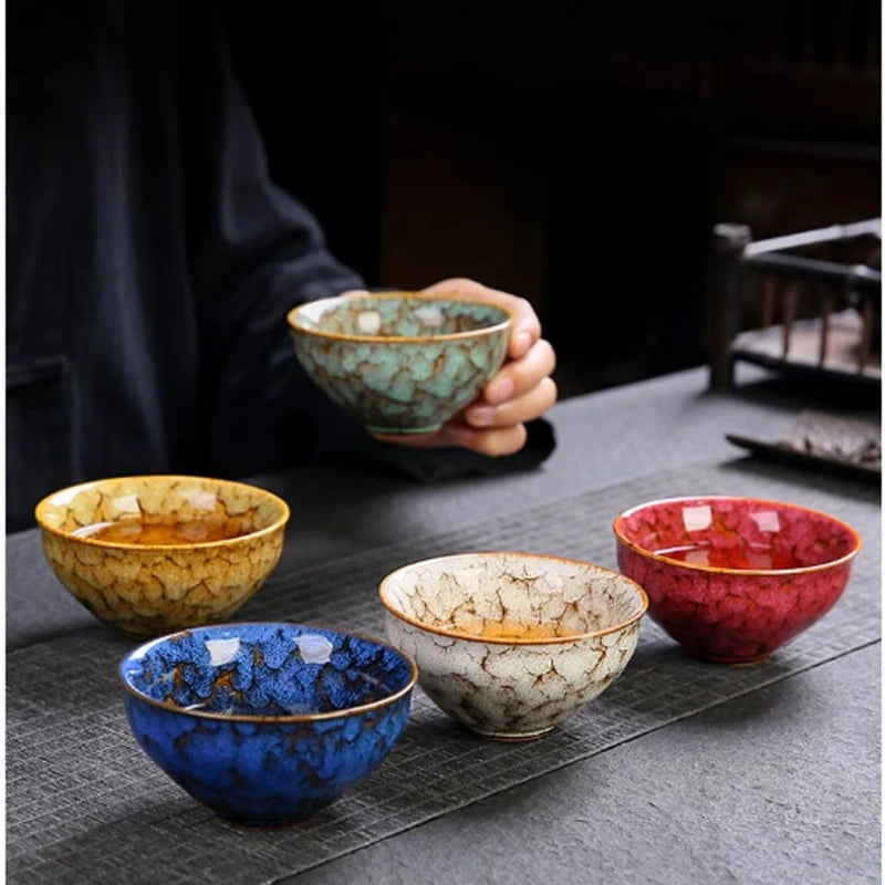 5-piece set 120ml Ceramic Kung Fu Tea Bowl Glazed Tea Cup Pu erh Master Cup Kitchen Tea Set Home Tea Set Accessories