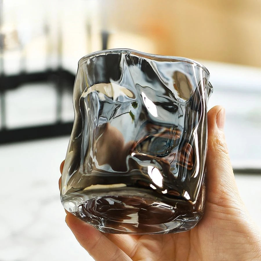 200ML Korean Creative Ins Twisted Glass Cup Juice Drink Coffee Mug Cup Wave Pattern Colorful Glass Handmade Bar Drinkware