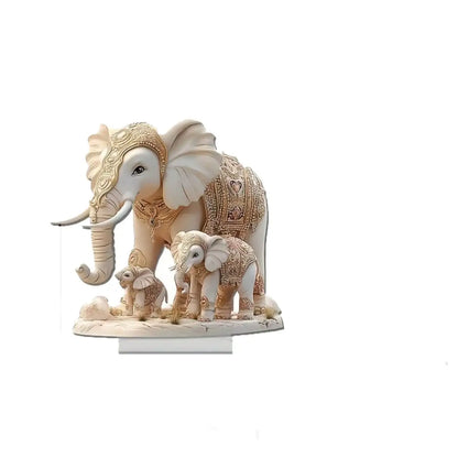 Bohemian elephant home desktop decoration with gold and white jewelry, suitable for bedroom decoration and ideal Easter gift,