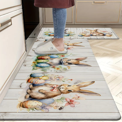 Easter Bunny Non-Slip Kitchen Floormat Living Room Front Door Entrance Doormat Bedroom Bedside Foot Mat Bath Balcony Hallway Rug