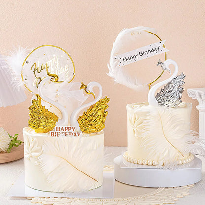 Mini Swan Couple Model Figurine Collectibles Car Interior Wedding Cake Decoration Wedding Gift for Guest Home Accessories