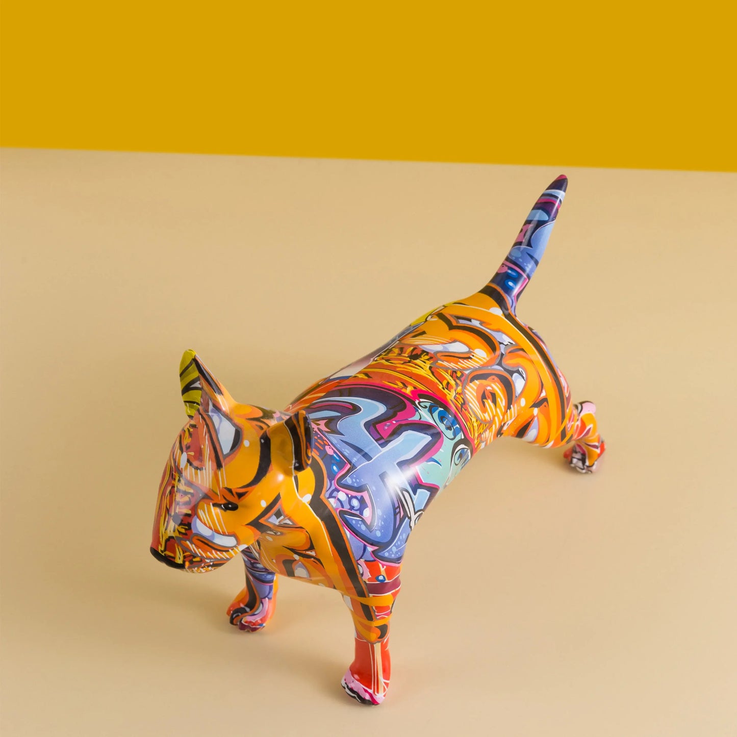 Creative Art Colorful Bull terrier Small English Resin Dog Crafts Home Decoration Color Modern Simple Office Desktop Craft