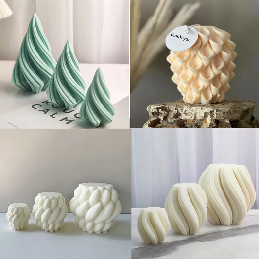 Wunderschöne 3D-Kerzenformen, geschnitzt, gewellt, abstrakte Kunst, geometrisch, unregelmäßig, Silikon-Kerzenform für Heimdekoration