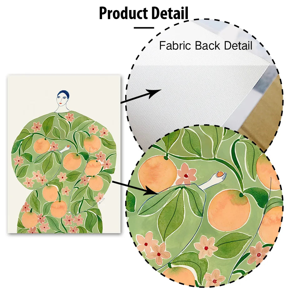 Abstract Girl Hand Fruit Flower Leaf Vase Wall Art Canvas Painting Nordic Posters And Prints Wall Pictures For Living Room Decor