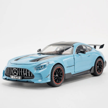1:18 Scale Alloy GTR Car Model Diecast Toys Rubber Tire Light Sound Simulated Vehicles Models Wheel Pull Back Cars Boys Presents