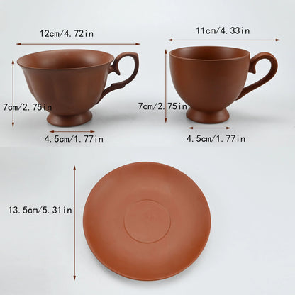 2PCS/Set High-end Coffee Cups And Saucers, High-value Ceramic Mugs, Business-style Latte Art Coffee Cups, Hand-pinched Cups