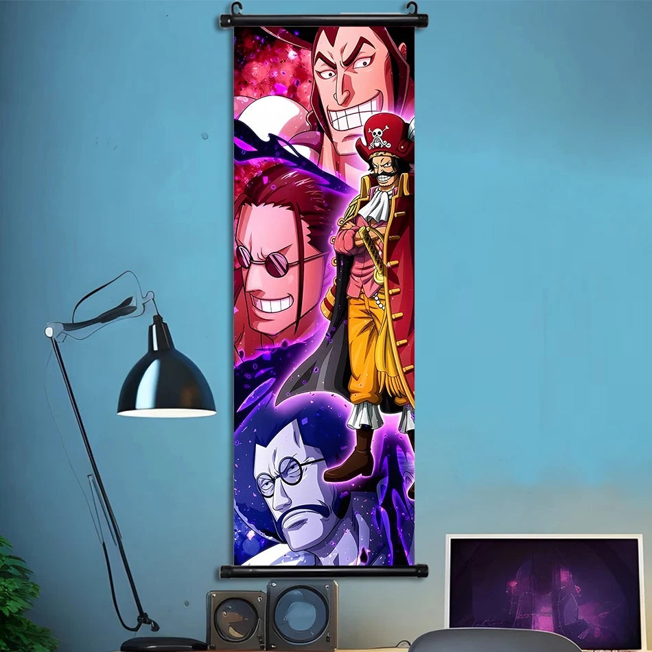 Luffy Hanging Scroll Poster ONE PIECE Anime Cartoon Wall Artwork Canvas Decor Home Decoration Zoro Wallpaper Doflamingo Art Gift
