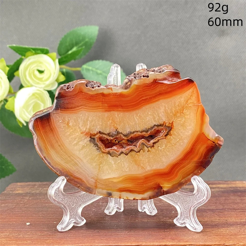 Natural Red Agate Crystal Cavity Stone - Energy Healing Reiki Meditation Beautiful Home Decor Gift for Prayer