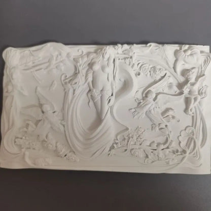 Gypsum Abstract Art Ornament "Mermaid" European Style Creative Relief Niche Home Accessories Ins Style Desktop Statue Ornaments