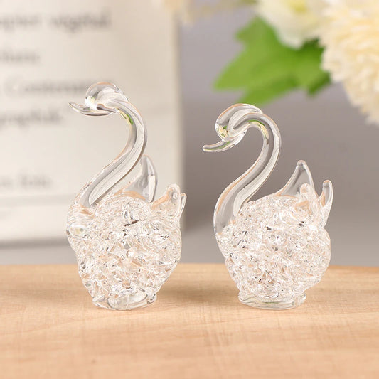 Crystal Swan figurine Glass Animal Ornament Swan Crystal Figurines Home Desk Decoration Miniature Creative Gift