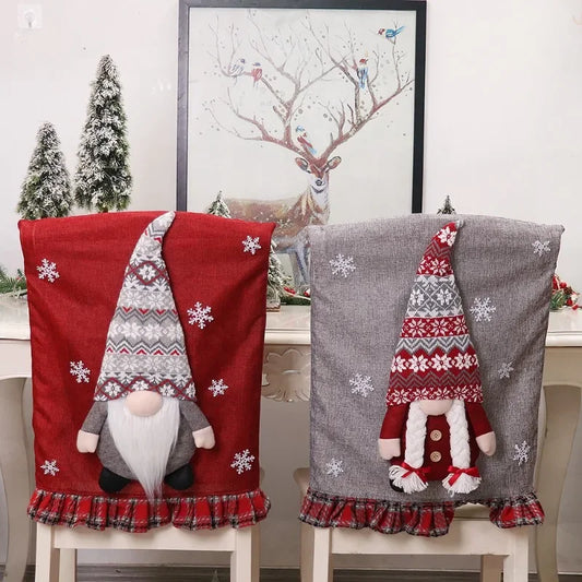 Christmas Decorations 2024 Chair Cover Faceless Gnome Doll Table Chair Cover New Year Xmas Party Home Kitchen Dining Table Decor