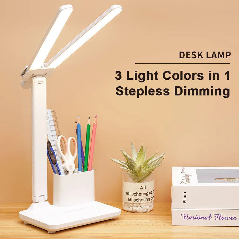 USB Charging LED Table Lamp Stepless Dimming Desk Lamp Multi-function Night Lamp For Bedroom Reading Light White Light