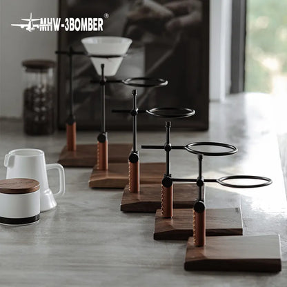 MHW-3BOMBER Adjustable Coffee Drip Station Vintage Pour Over Espresso Dripper Stand Removable Rack and Non-Slip Base Holder