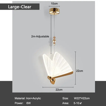 Nordic Butterfly Interior LED Cord Pendant Lights Chandelier Lamps for Bedroom Living Room Suspended Lighting Fixtures Home
