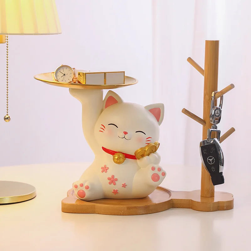 Lucky cat Home Decoration Luxury high-end porch storage tray ornaments Tree branch shelf living room desktop decoration