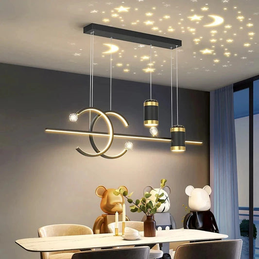 Modern Dining Room LED Pendant Light with Remote Control Dimmable Dining Table Hanging Lamp 90-260v Home Decor Chandelier Lights