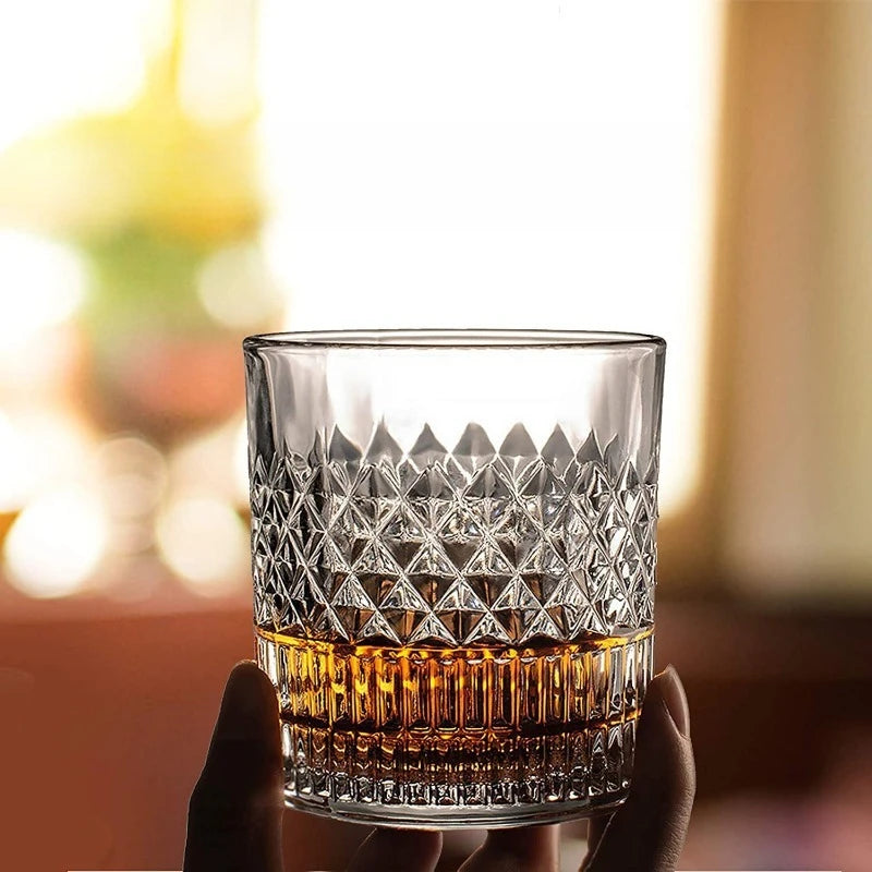 Whiskey Rocks Glass with Luxury Box - Set of 4pcs, 11 Oz Transparent Whiskey Glass for Scotch, Cocktail Drinks, Unique Gifts for