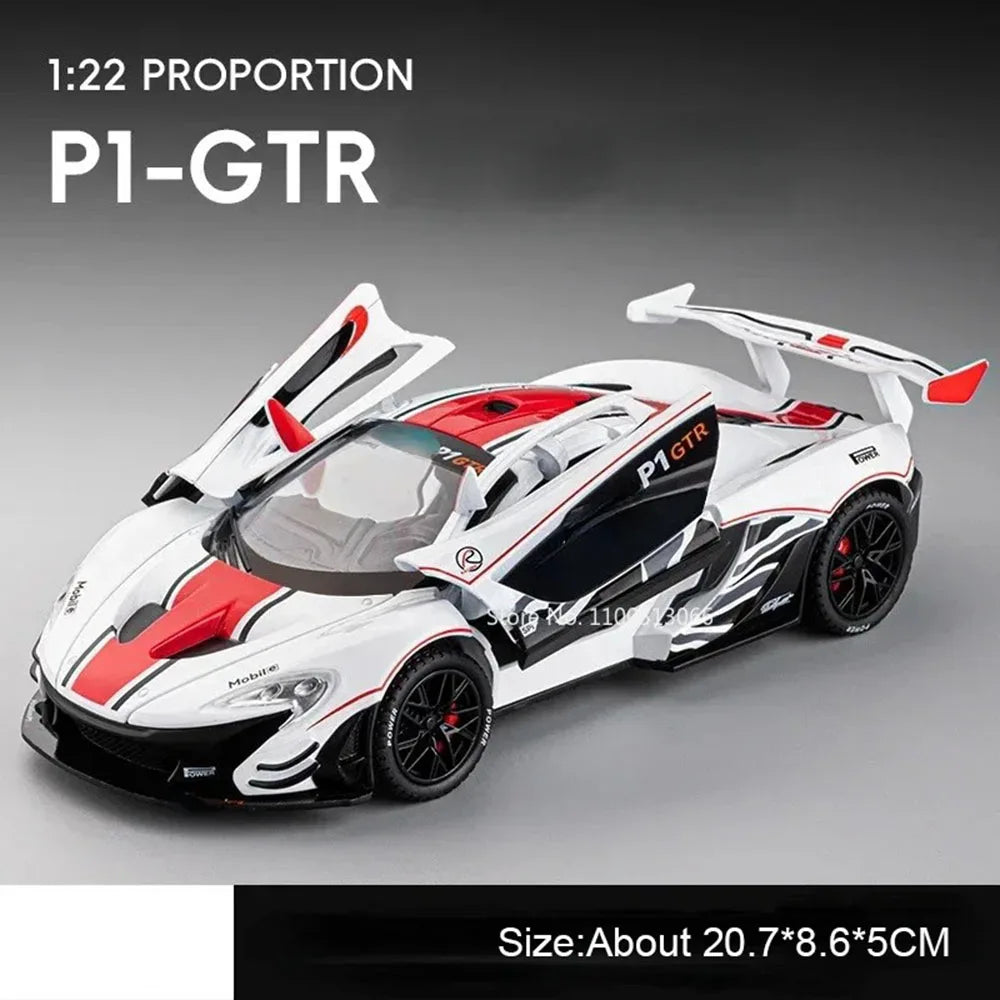 1:22 Lambor V12 GT P1 GTR Toys Models Alloy Diecast Cars Doors Opened Sports Car Rubber Tires Miniature Vehicle Toddler Gifts
