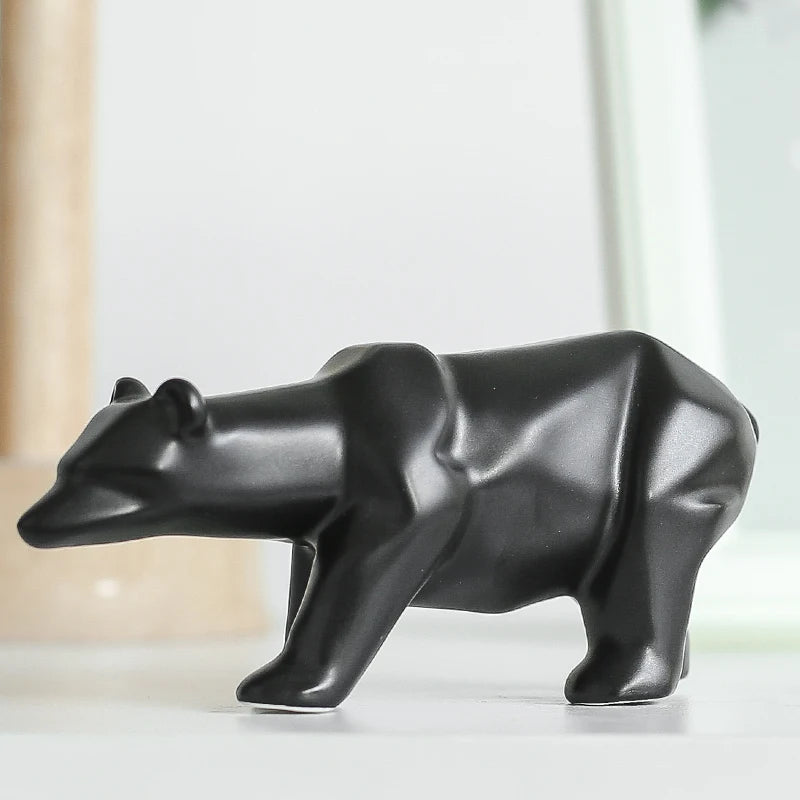 Nordic Ceramic Bear Figurine Home Decor Items Home Office Cabinet Decor Animal Sculptures & Figurines Aesthetic Room Decoration