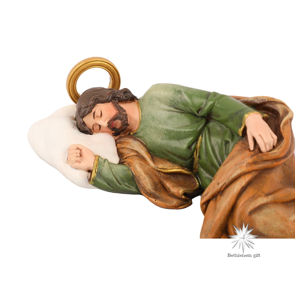 Bethlehem Gifts Sleeping Saint Joseph Resin Statue Religious Sculpture Ornament Desktop Statue Home Office Decor