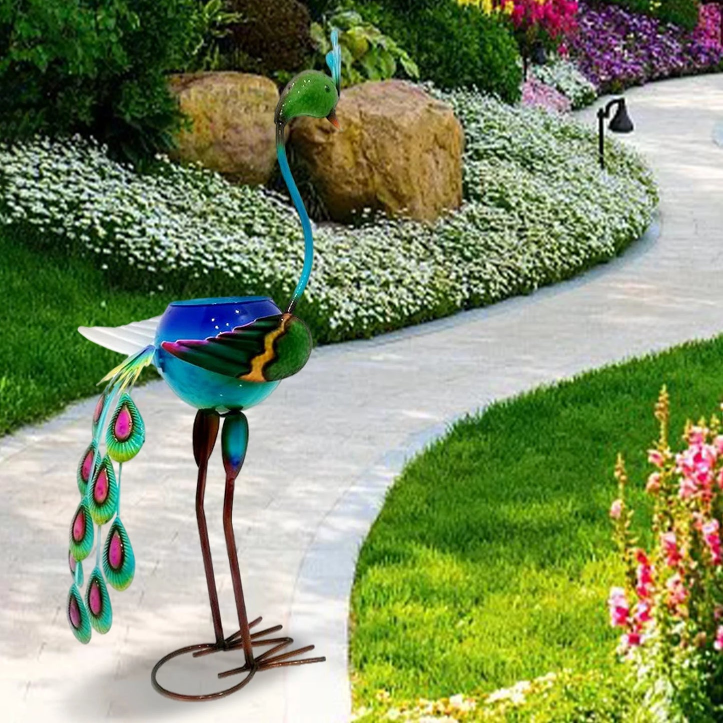 Garden Peacock Crane Fire Bird Figurines Flower Pot Clearance For Outdoor Statues Yard Patio Ornaments Decorative