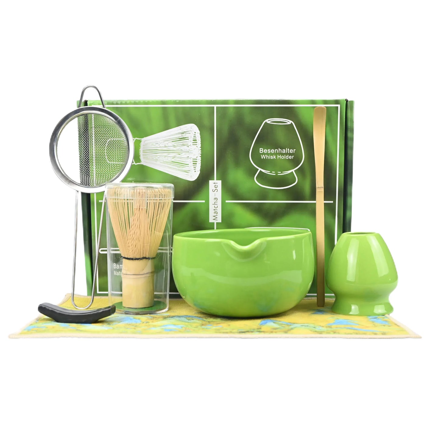 Matcha Tea Set, 7pcs Matcha Whisk Set, Matcha Starter Making Kit, Matcha Green Tea Whisk Set with Scoop, Scoop Rest, Sifter, Whi