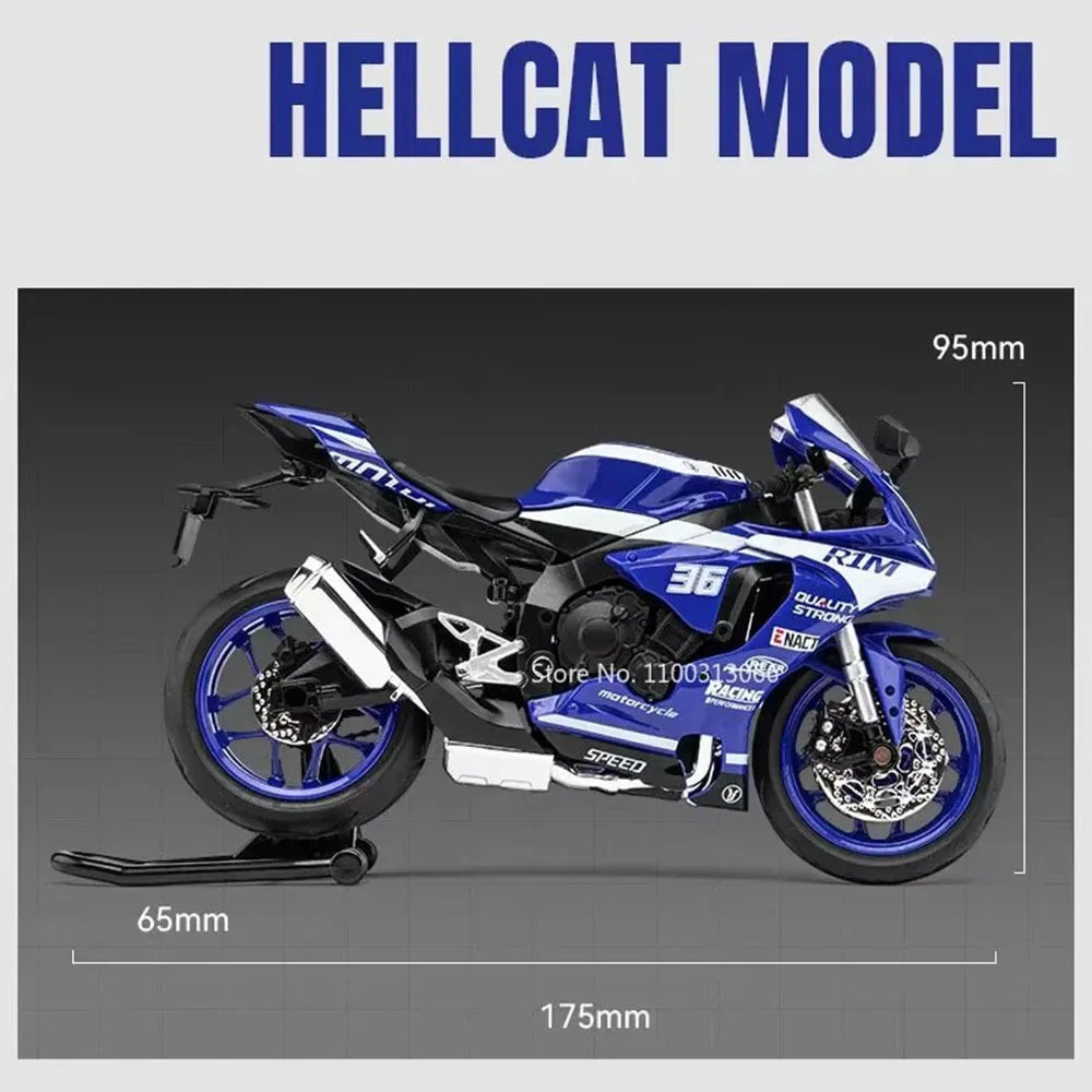 1:12 Scale R1 R1M Motorcycle Alloy Cars Toys Diecasts Models Rubber Tires Motorcycles Toy Light Sound Vehicles Children Gifts