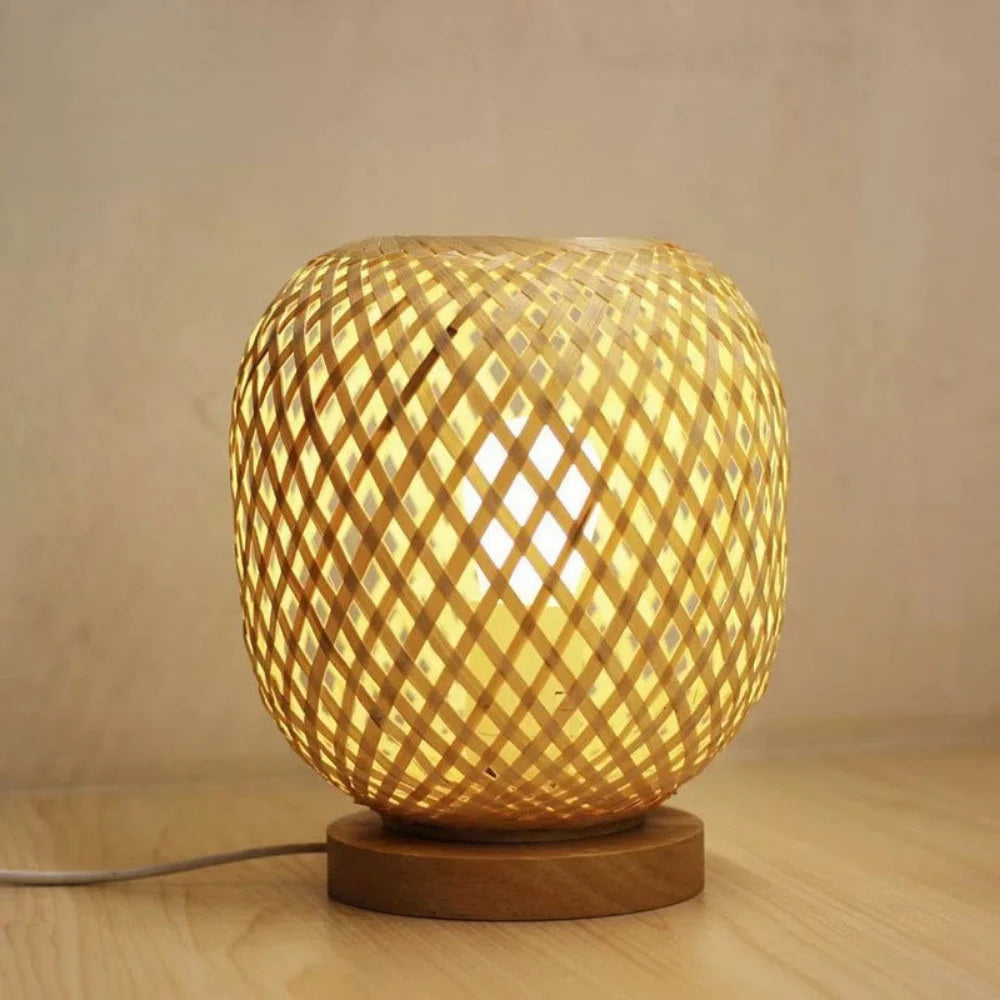 Nordic Wood Bamboo Night Light Table Lamp Bedroom Bedside Home Art Decorations plug Creative Table Lamps Home Decor