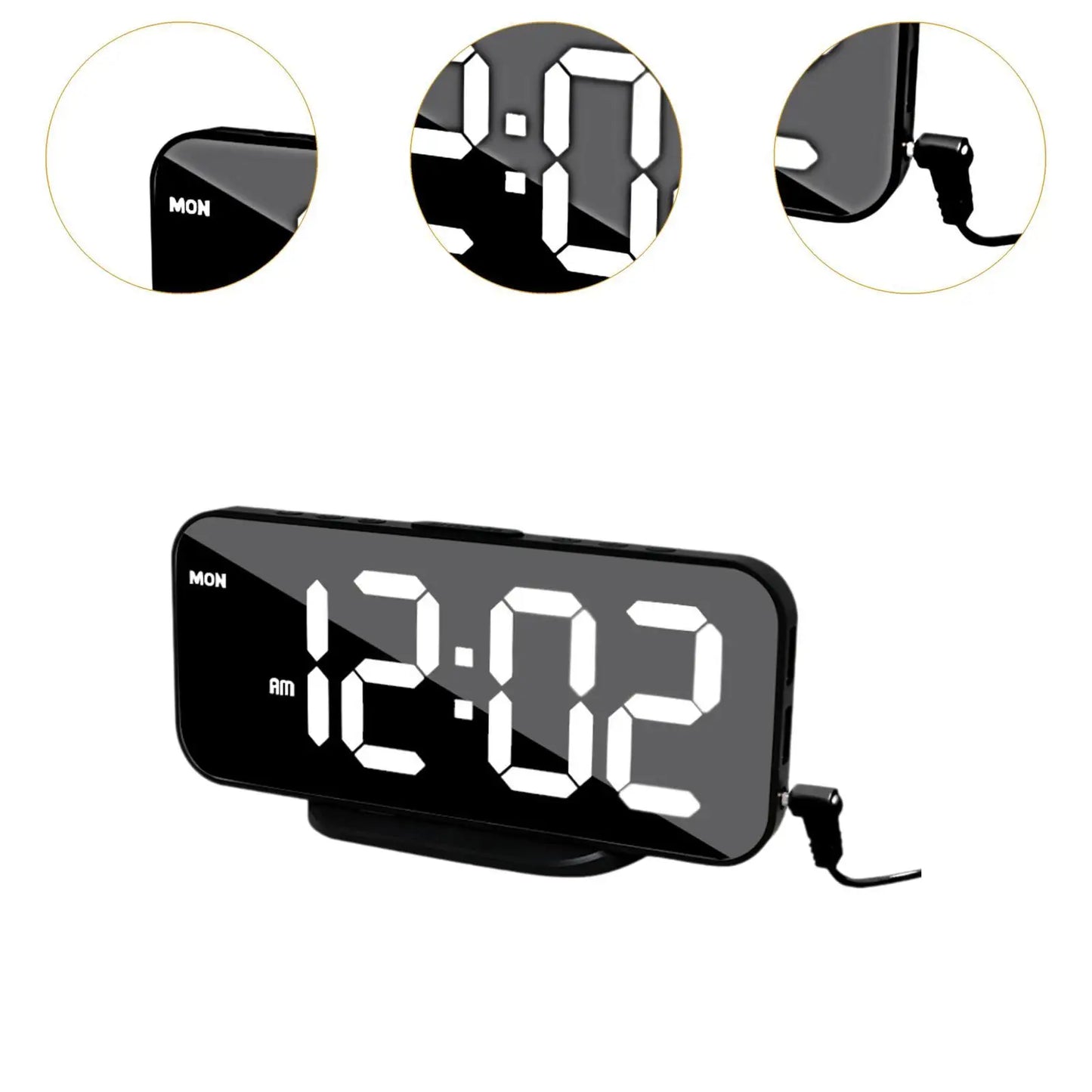 Digital Alarm Clock Bedside Clock Double USB Ports Multifunctional