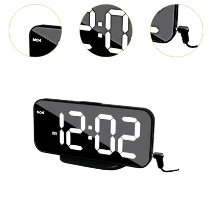 Digital Alarm Clock Bedside Clock Double USB Ports Multifunctional