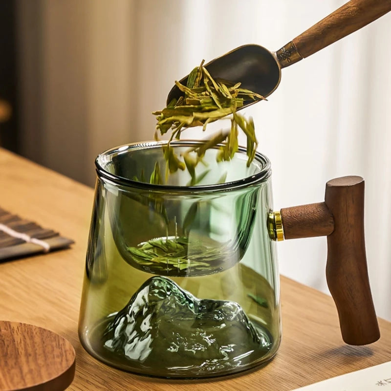 GIANXI – tasse à thé en verre avec manche en bois, tasses Puer chinoises résistantes à la chaleur, ensemble de tasses à thé Kung Fu de haute qualité et pratique