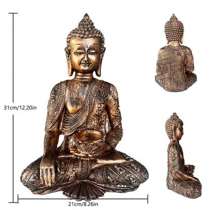 Home Decoration Sculptures And Figurines Resin Handicraft Buddha Candlestick Ornaments Buddha Statue Desk Topper Tablescape